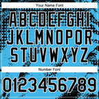 Custom Black Sky Blue-White 3D Pattern Design Splash Grunge Fragment Authentic Baseball Jersey