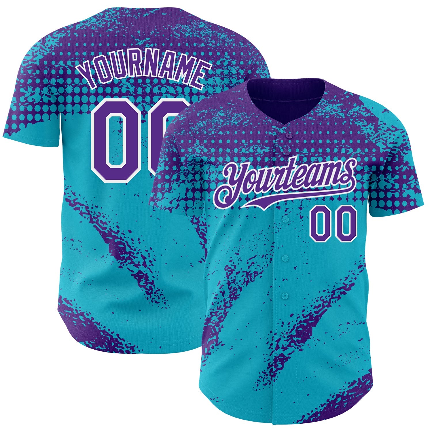 Custom Purple Lakes Blue-White 3D Pattern Design Splash Grunge Fragment Authentic Baseball Jersey