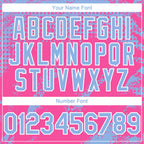 Custom Light Blue Pink-White 3D Pattern Design Splash Grunge Fragment Authentic Baseball Jersey
