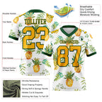 Custom White Gold-Green 3D Pattern Fruit Pineapple Authentic Football Jersey
