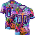 Custom Black Purple-White 3D Pattern Tropical Hawaii Jungle Leaves Authentic Football Jersey