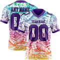 Custom White Purple-Black 3D Pattern Tropical Hawaii Jungle Leaves Authentic Football Jersey