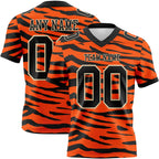Custom Orange Black-Cream 3D Pattern Tiger Print Authentic Football Jersey