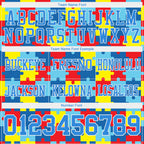 Custom Powder Blue White 3D Pattern Autism Supporter Awareness Puzzle Pieces Authentic Football Jersey
