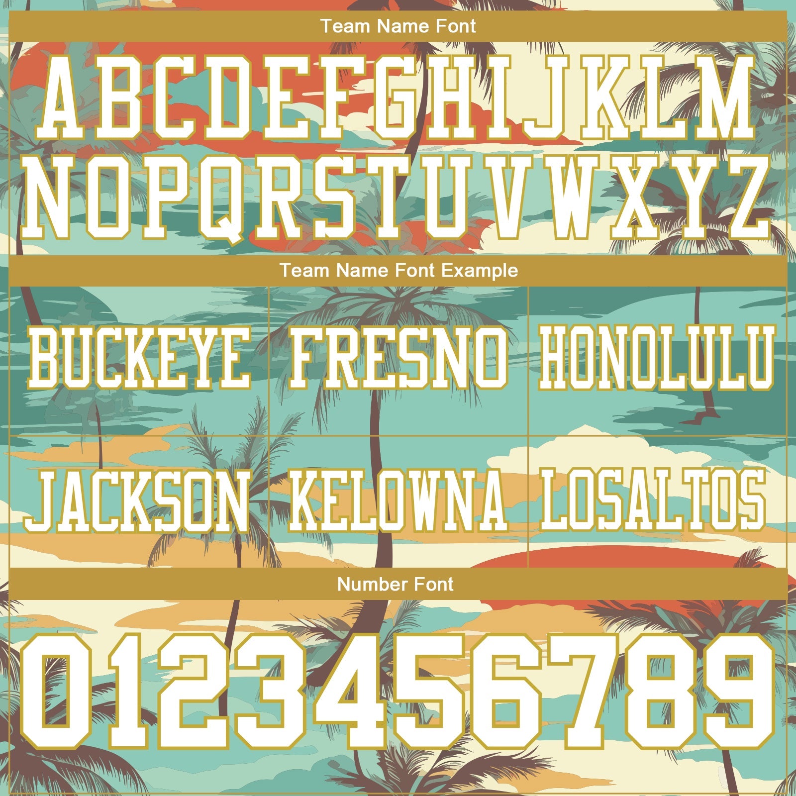 Custom Aqua White-Old Gold 3D Pattern Tropical Hawaii Palm Trees Authentic Football Jersey