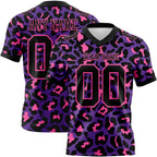 Custom Purple Black-Pink 3D Pattern Leopard Print Authentic Football Jersey