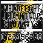 Custom Black Yellow-White 3D Pattern Design Splash Authentic Baseball Jersey