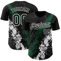 Custom Black Kelly Green-White 3D Pattern Design Splash Authentic Baseball Jersey