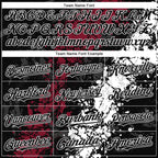 Custom Black Crimson-White 3D Pattern Design Splash Authentic Baseball Jersey