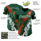 Custom Green Orange-White 3D Pattern Design Splash Authentic Baseball Jersey