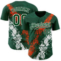 Custom Green Orange-White 3D Pattern Design Splash Authentic Baseball Jersey