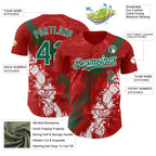 Custom Red Kelly Green-White 3D Pattern Design Splash Authentic Baseball Jersey