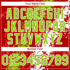Custom Red Neon Green-White 3D Pattern Design Splash Authentic Baseball Jersey