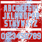 Custom Red Light Blue-White 3D Pattern Design Splash Authentic Baseball Jersey