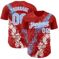 Custom Red Light Blue-White 3D Pattern Design Splash Authentic Baseball Jersey