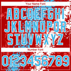 Custom Red Sky Blue-White 3D Pattern Design Splash Authentic Baseball Jersey