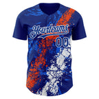 Custom Royal Orange-White 3D Pattern Design Splash Authentic Baseball Jersey