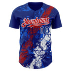 Custom Royal Red-White 3D Pattern Design Splash Authentic Baseball Jersey