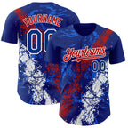 Custom Royal Red-White 3D Pattern Design Splash Authentic Baseball Jersey