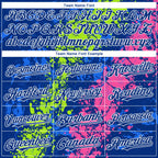 Custom Royal Neon Green Pink-White 3D Pattern Design Splash Authentic Baseball Jersey