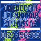 Custom Royal Neon Green Pink-White 3D Pattern Design Splash Authentic Baseball Jersey