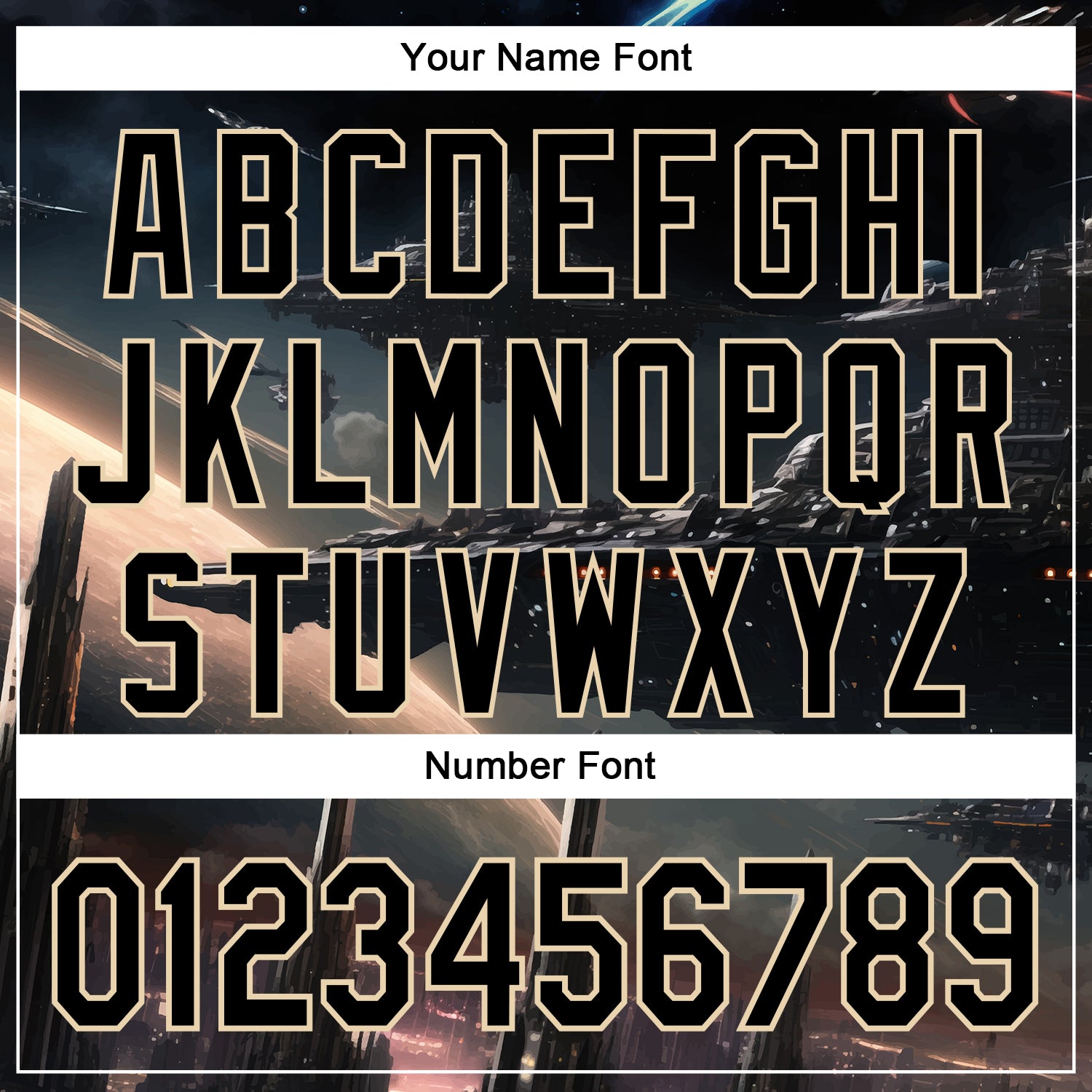 Custom Black City Cream 3D Pattern Design Outer Space Starships Authentic Baseball Jersey