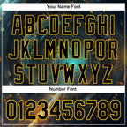 Custom Blue Black-Yellow 3D Pattern Design Outer Space Starships Authentic Baseball Jersey