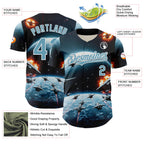 Custom Blue Shadow Blue-White 3D Pattern Design Outer Space Starships Authentic Baseball Jersey