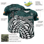 Custom Teal Black-White 3D Polynesian Style Islander Authentic Baseball Jersey