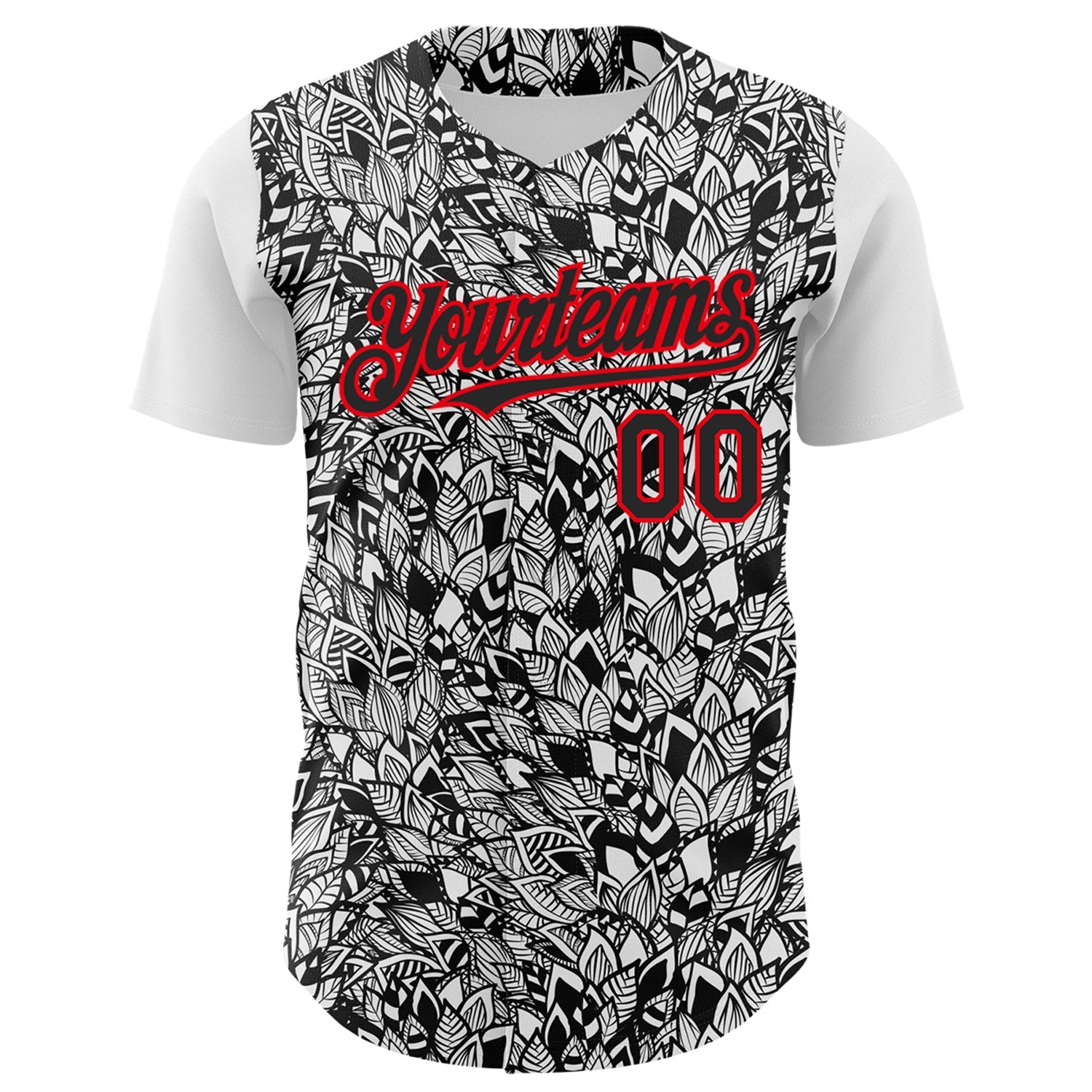 Custom White Black-Fire Red 3D Polynesian Style Islander Authentic Baseball Jersey