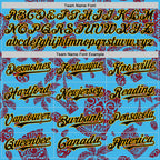 Custom Sky Blue Black Crimson-Gold 3D Polynesian Style Tiki Culture Islander Authentic Baseball Jersey