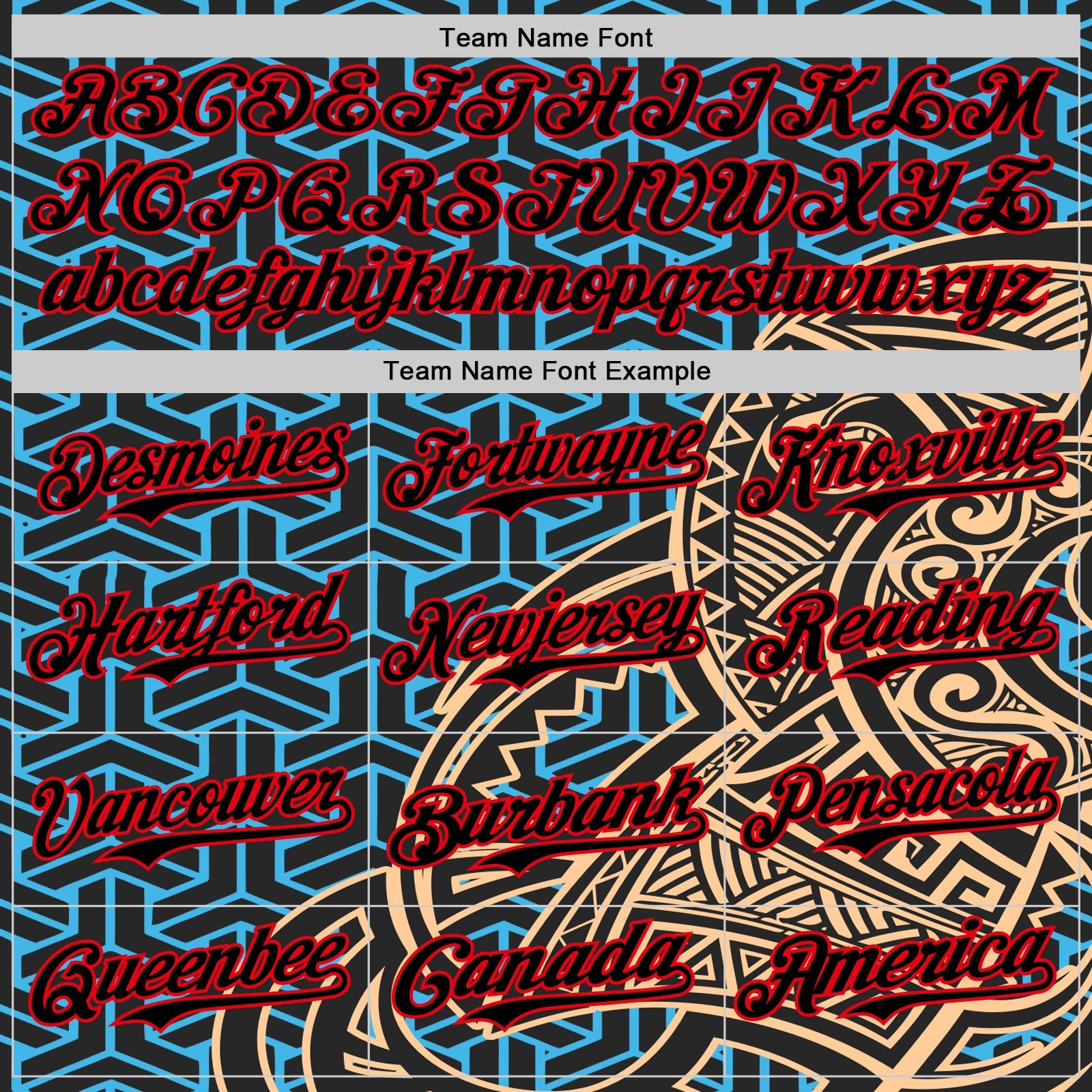 Custom Black Sky Blue Old Gold-Fire Red 3D Polynesian Style Islander Authentic Baseball Jersey