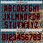 Custom Black Sky Blue Old Gold-Fire Red 3D Polynesian Style Islander Authentic Baseball Jersey