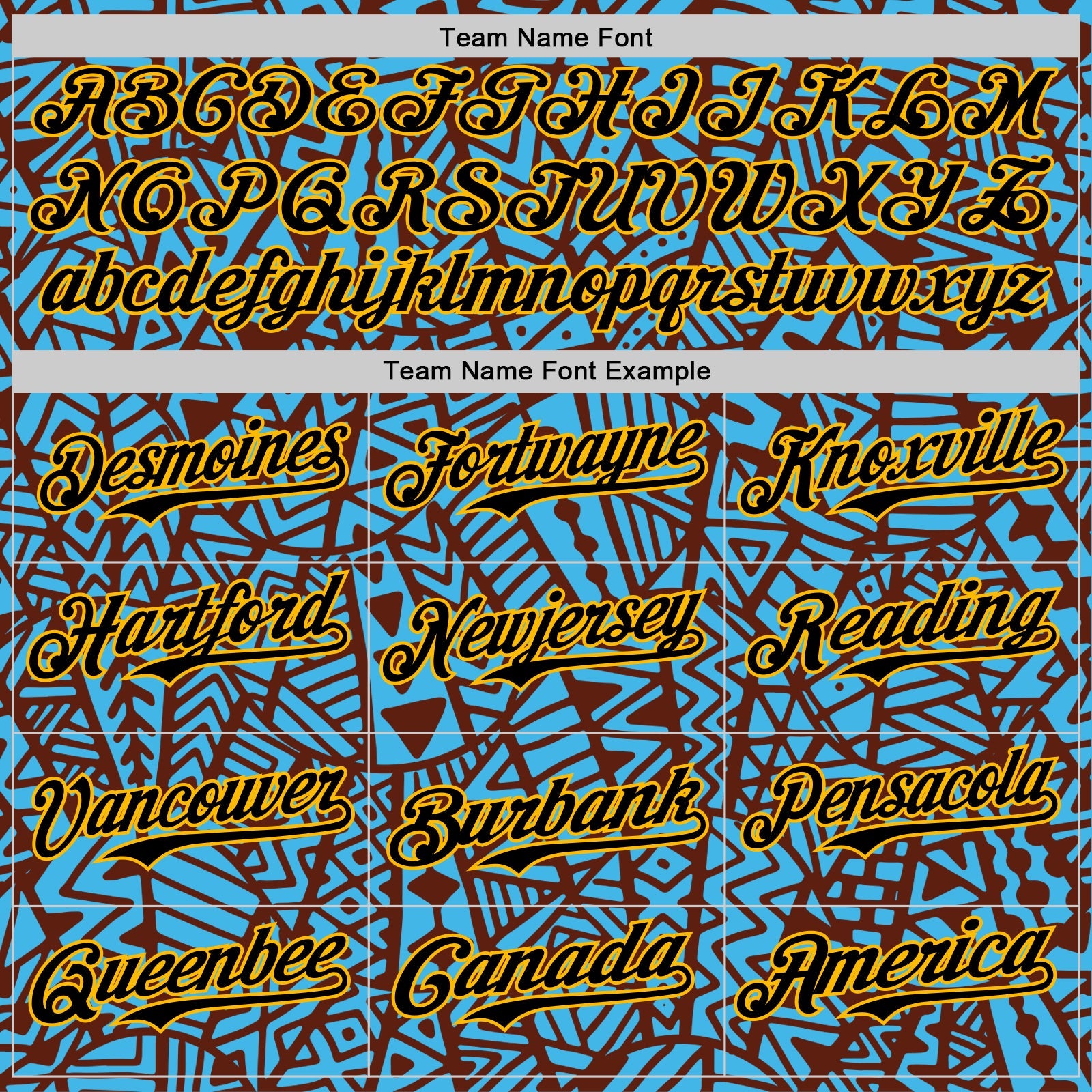 Custom Sky Blue Black Brown-Gold 3D Polynesian Style Islander Authentic Baseball Jersey