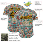 Custom Green Brown-Yellow 3D Pattern Design Burner Costumes Exotic Authentic Baseball Jersey
