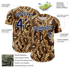 Custom Brown Navy-White 3D Pattern Design Burner Costumes Snake Print Authentic Baseball Jersey
