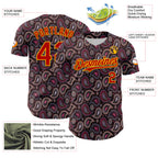 Custom Brown Red-Gold 3D Pattern Design Burner Costumes Paisley Bandana Authentic Baseball Jersey