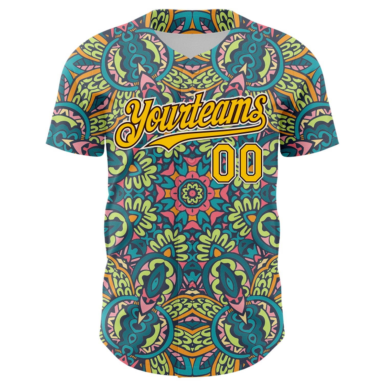Custom Green Yellow Brown-White 3D Pattern Design Burner Costumes Exotic Authentic Baseball Jersey