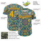 Custom Green Yellow Brown-White 3D Pattern Design Burner Costumes Exotic Authentic Baseball Jersey