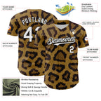 Custom Brown White-Black 3D Pattern Design Rave Party Animal Leopard Print Authentic Baseball Jersey