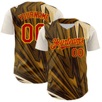 Custom Brown Red-Yellow 3D Pattern Design Burner Costumes Desert Authentic Baseball Jersey
