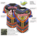 Custom Black White-Fire Red 3D Pattern Design Burner Costumes Tribal Authentic Baseball Jersey