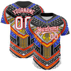 Custom Black White-Fire Red 3D Pattern Design Burner Costumes Tribal Authentic Baseball Jersey