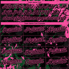 Custom Black Green-Pink 3D Pattern Design Splash Authentic Baseball Jersey