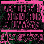 Custom Black Green-Pink 3D Pattern Design Splash Authentic Baseball Jersey