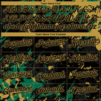 Custom Black Kelly Green-Old Gold 3D Pattern Design Splash Authentic Baseball Jersey