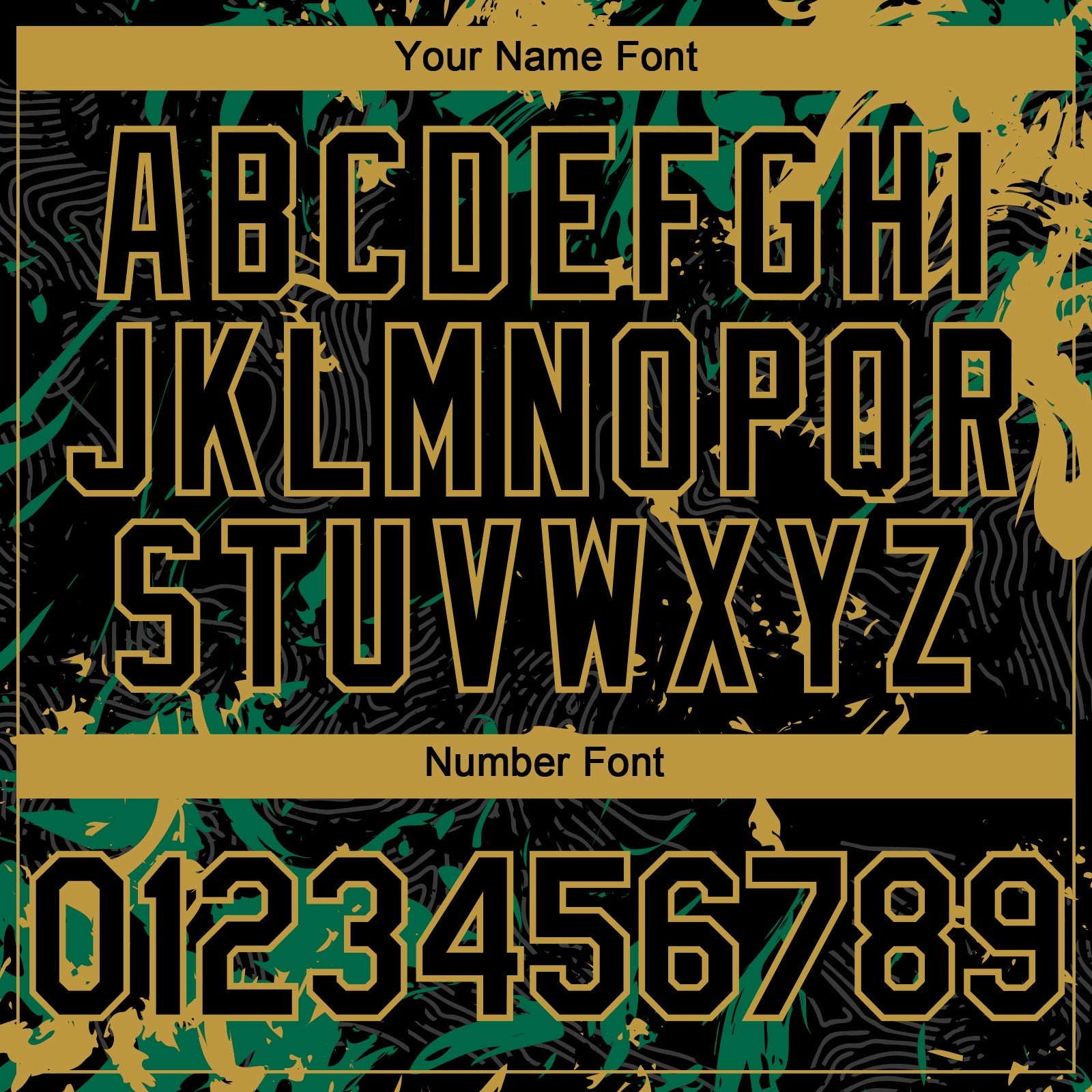 Custom Black Kelly Green-Old Gold 3D Pattern Design Splash Authentic Baseball Jersey