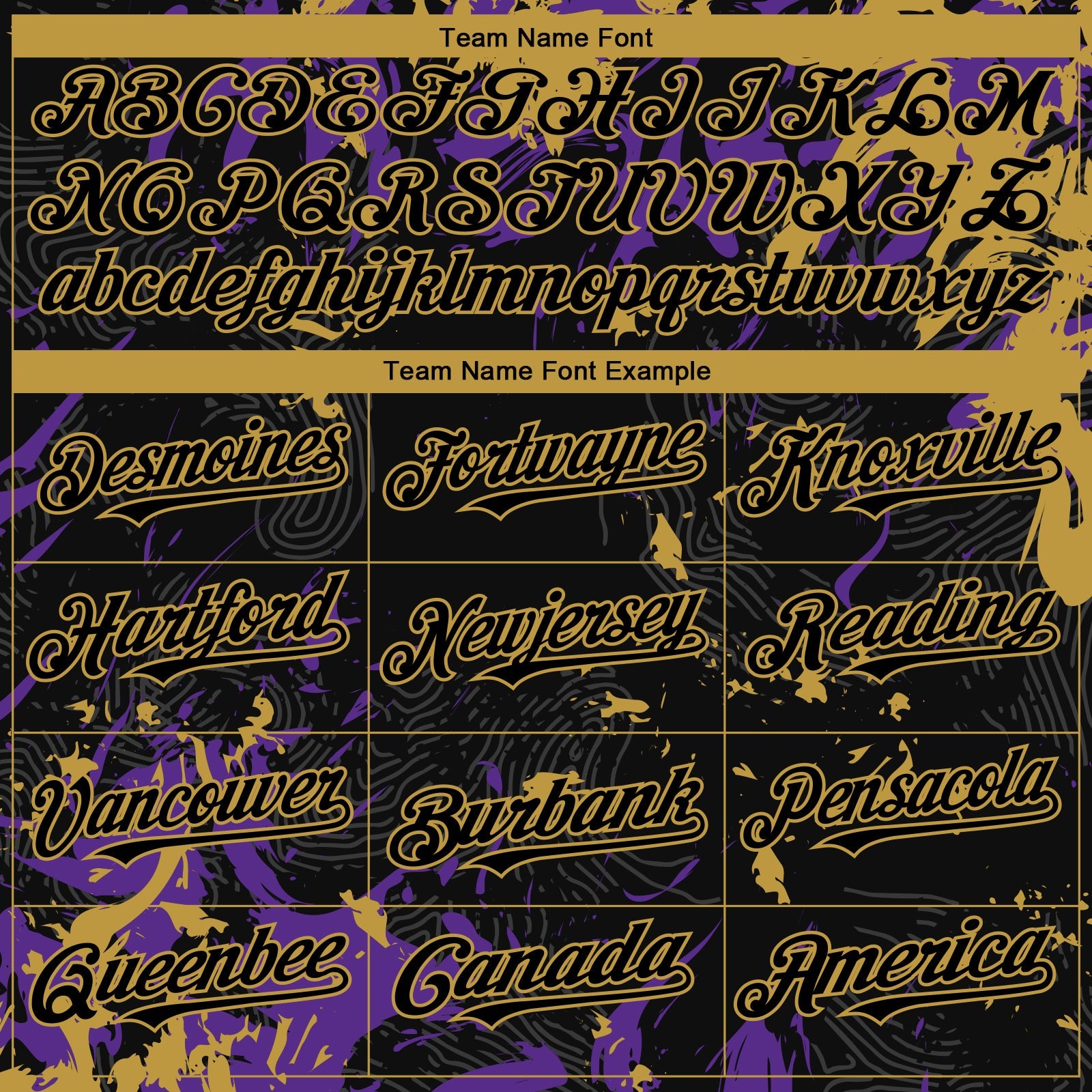 Custom Black Purple-Old Gold 3D Pattern Design Splash Authentic Baseball Jersey