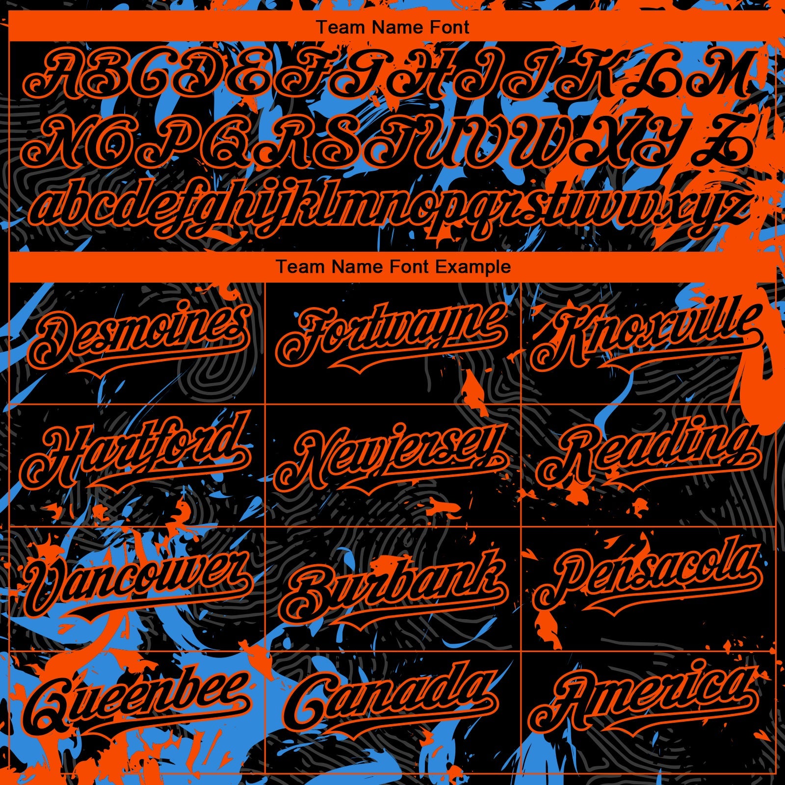 Custom Black Electric Blue-Orange 3D Pattern Design Splash Authentic Baseball Jersey