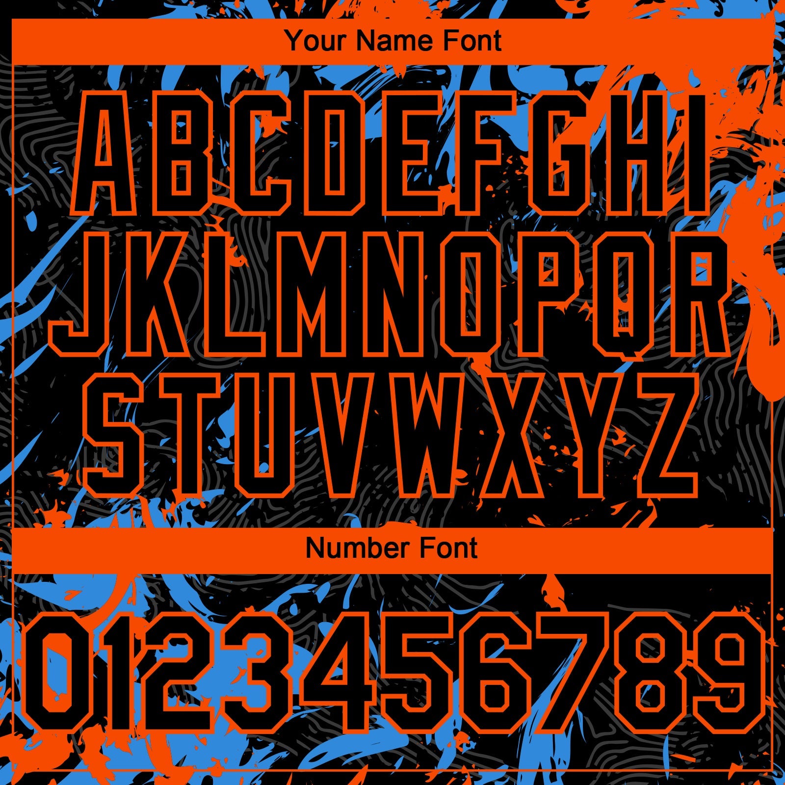 Custom Black Electric Blue-Orange 3D Pattern Design Splash Authentic Baseball Jersey